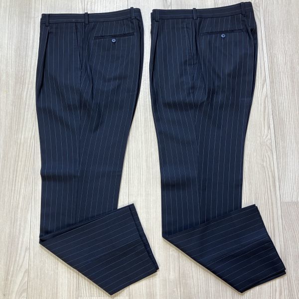 【予備パンツ有り】 azabu tailor　麻布テーラー　44（L程度） ネイビー ストライプ 紺 ウール セットアップ　スーツ　メンズ_画像8