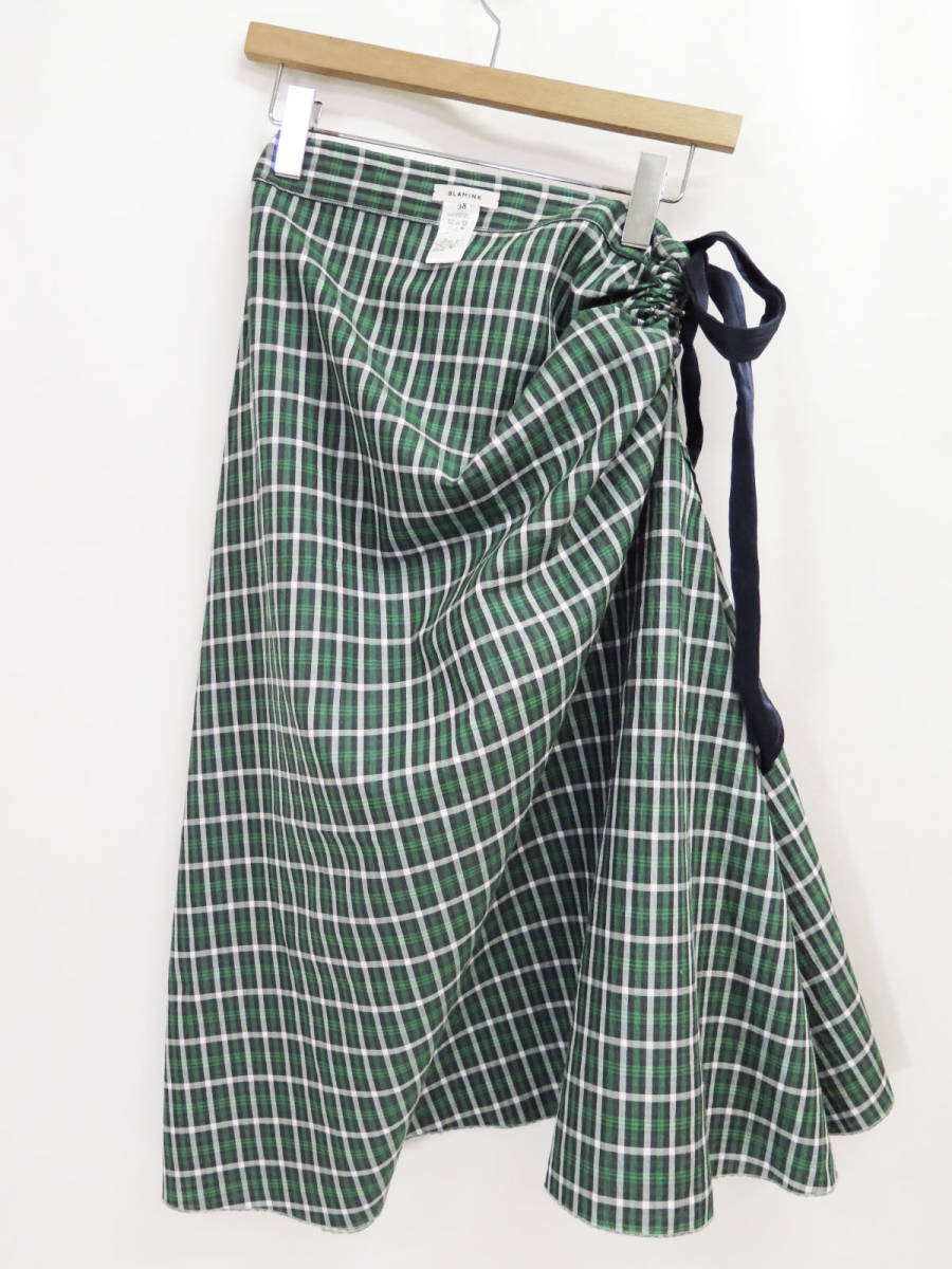 BLAMINK GINGAM CHECK REVERSIBLE ASYMMETRIC LONG SKIRT ブラミンク ギンガム タータン チェック リバーシブル アシンメトリー スカート_画像7