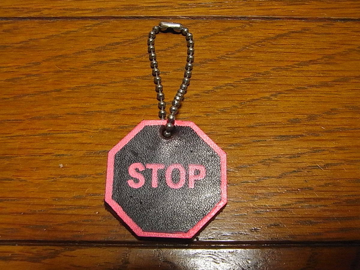 Grafton STOP motif Chrome Excel leather key holder neon pink OLD MTB Horween horn wing 