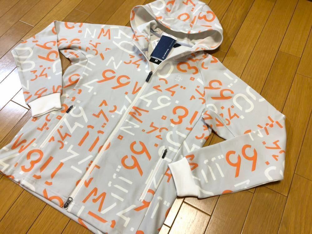 新品 Munsingwear 総柄フルジップパーカー メンズ Lサイズ 定価19,440円 ストレッチ グレー