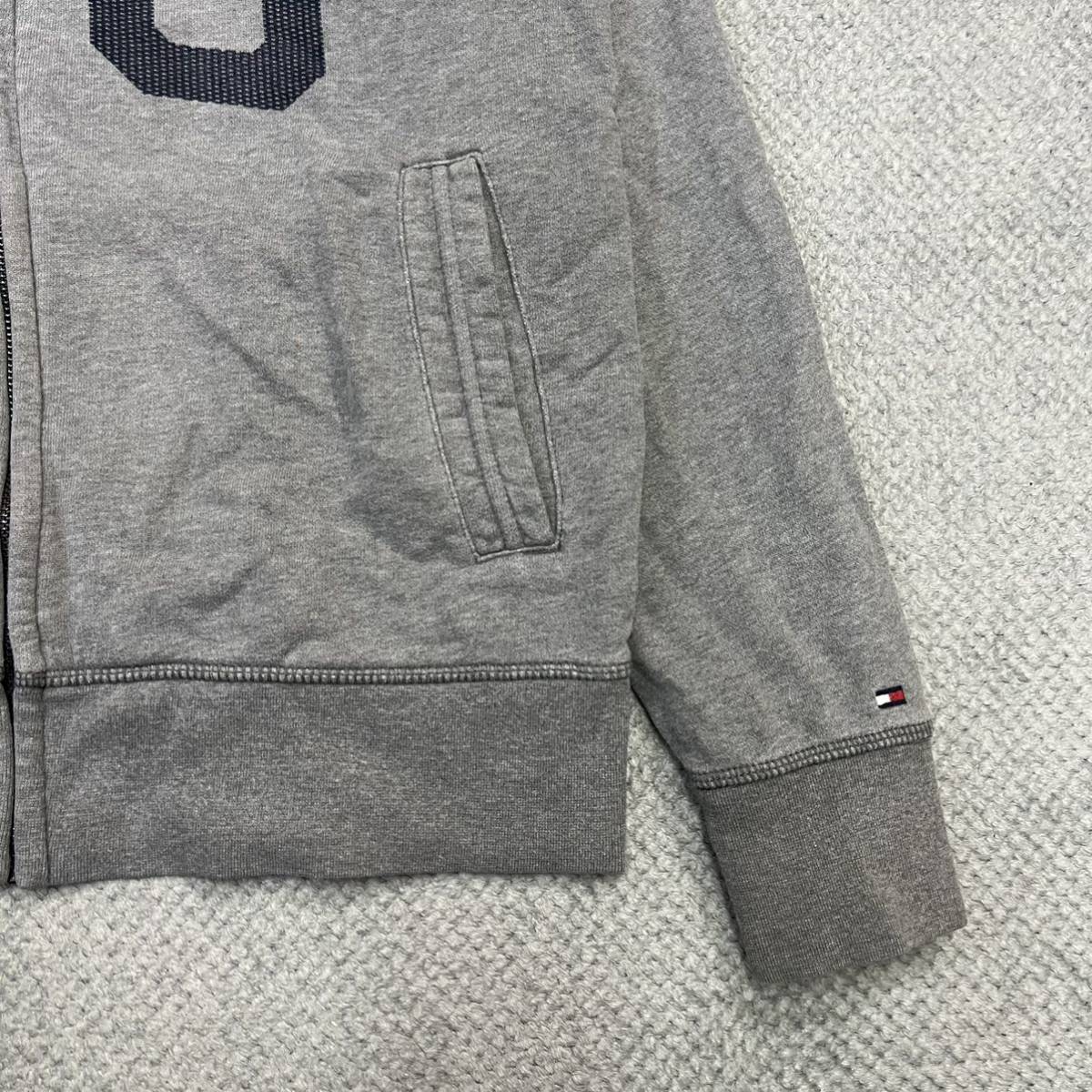 100円スタート♪ （15）TOMMY HILFIGER トミーヒルフィガー ジップアップパーカー サイズM　フーディー　プリントロゴ　コットン　メンズ_画像7