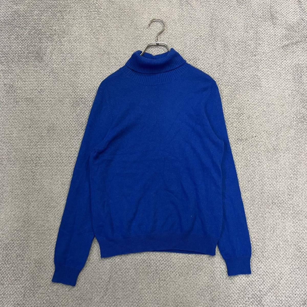 100円スタート♪ （1）FIANNUE フィアンヌ　カシミヤ100%　タートルネックセーター サイズ38 ブルー　青 無地 cashmere ハイネックセーター_画像1