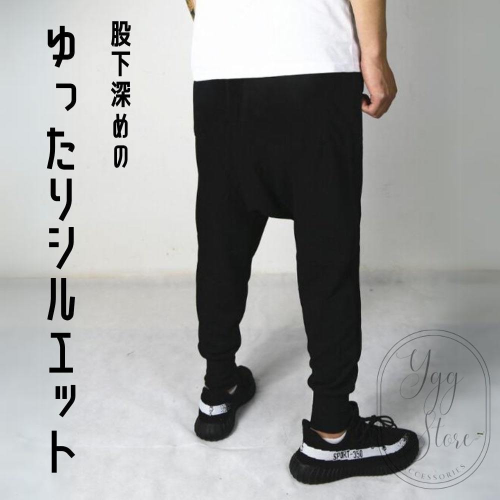 YGG* new goods draw -stroke ring sweat pants monkey L jogger black men's L hem aperture stop black bottom stylish 