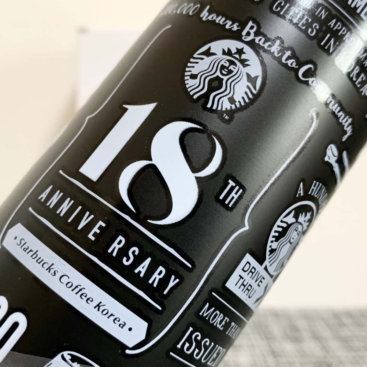 新品Starbucks スターバックス ステンレスボトル 水筒 18TH黒 限定STARBUCKS 473ml の画像3