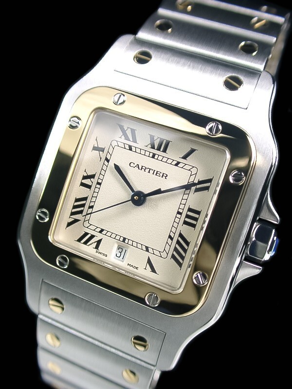 ★極美品 Cartier カルティエ サントスガルベ 18金SS LM 187901 Cal.687 アイボリー 綺麗！★の画像3