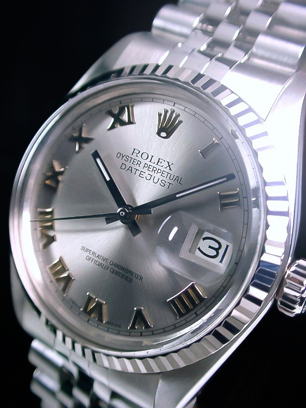 ★超美品 ROLEX ロレックス 18金WGフルーテッド グレーローマン ref.16014 Cal.3035 デイトジャスト オイスターパーペチュアル 綺麗★の画像5