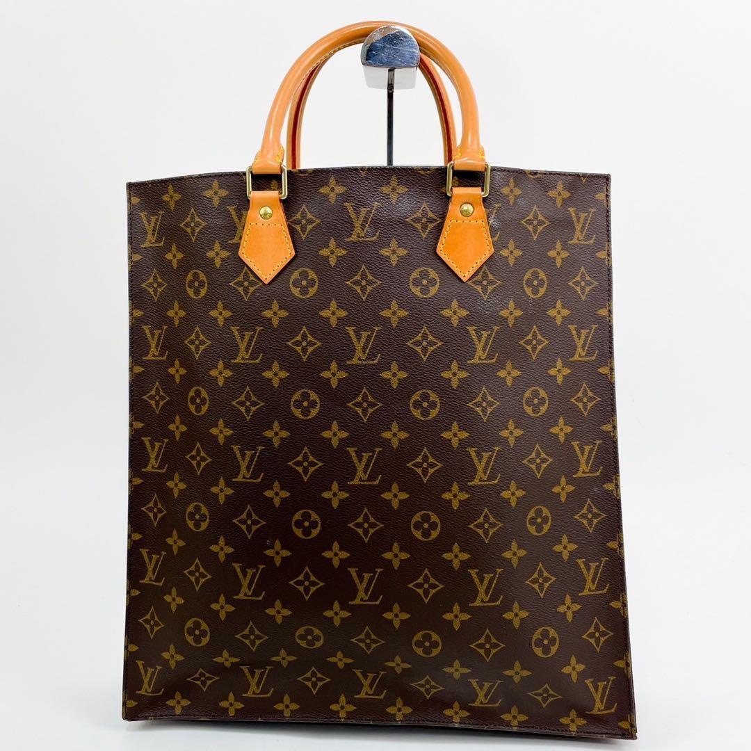 A4収納 大容量 Louis Vuitton ルイヴィトン サックプラ トートバッグ モノグラム M51140 フランス製 レザー ブラウン_画像3