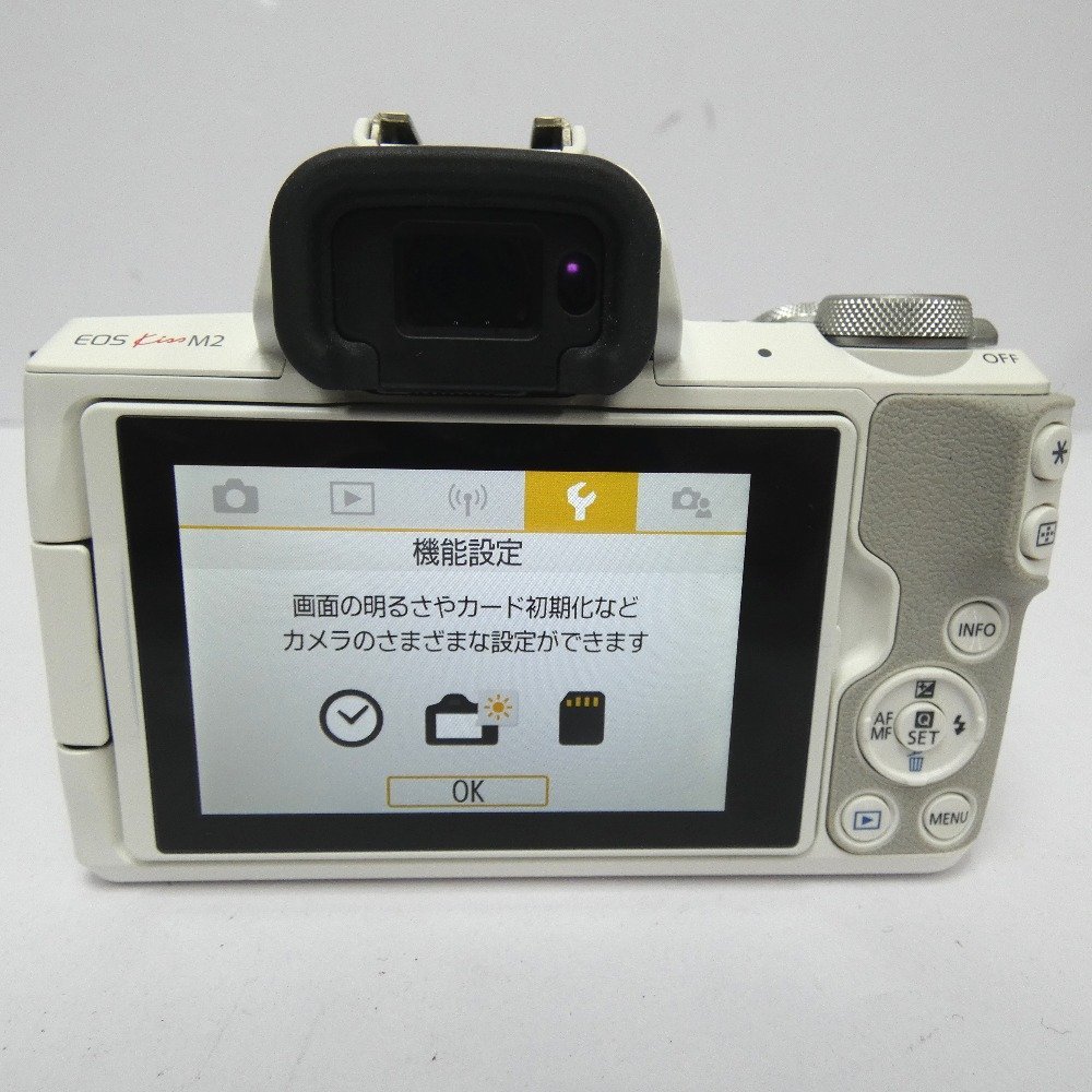 Dz786501 キャノン デジタルカメラ EOS Kiss M2 ダブルズームキット EF-M 55-200mm 15-45mm ホワイト canon 中古・美品_画像3