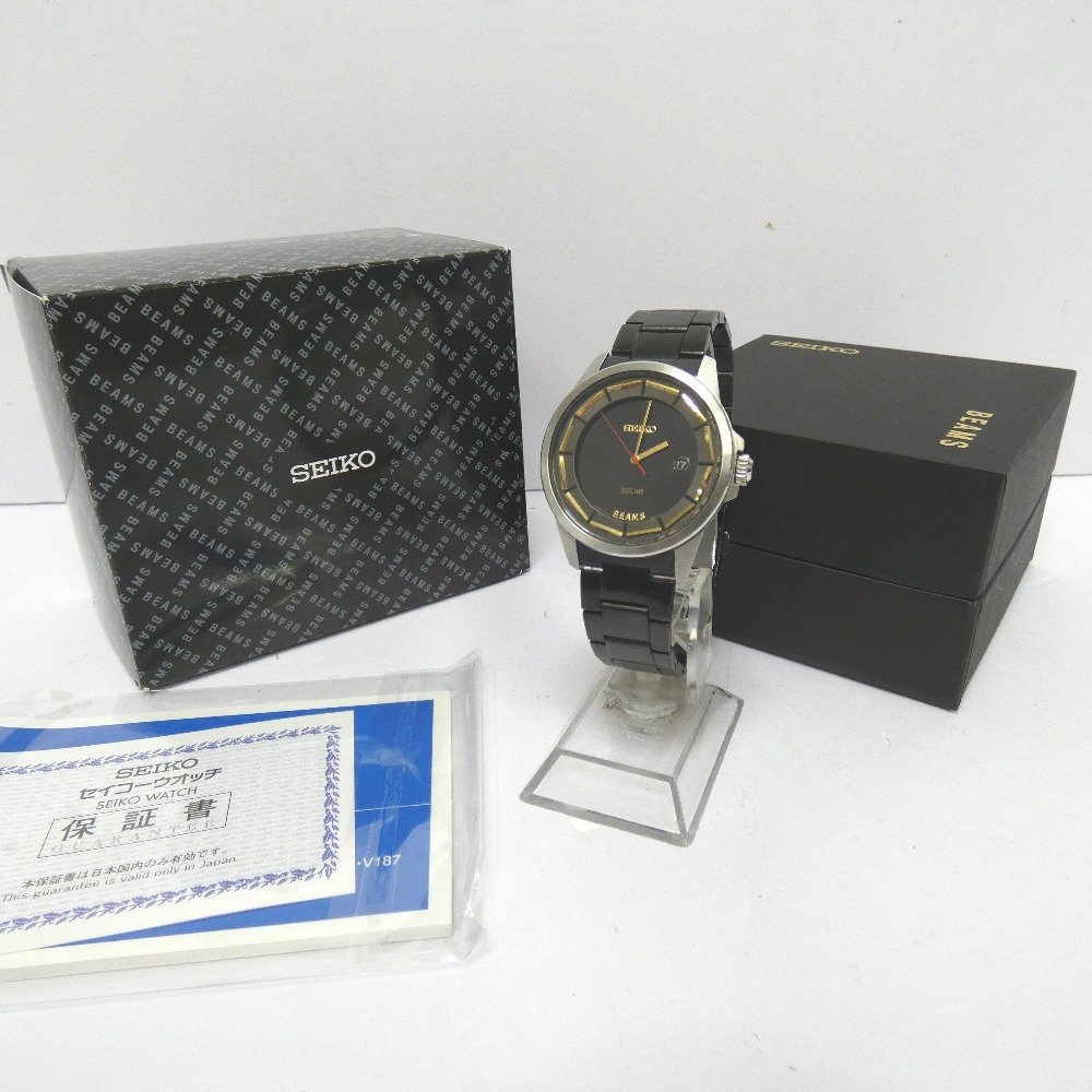 Dz786999 セイコー 腕時計 SEIKO×BEAMS/セイコー×ビームス V147-0AF0 ブラック×ゴールド色文字盤 メンズ SEIKO 中古_画像2