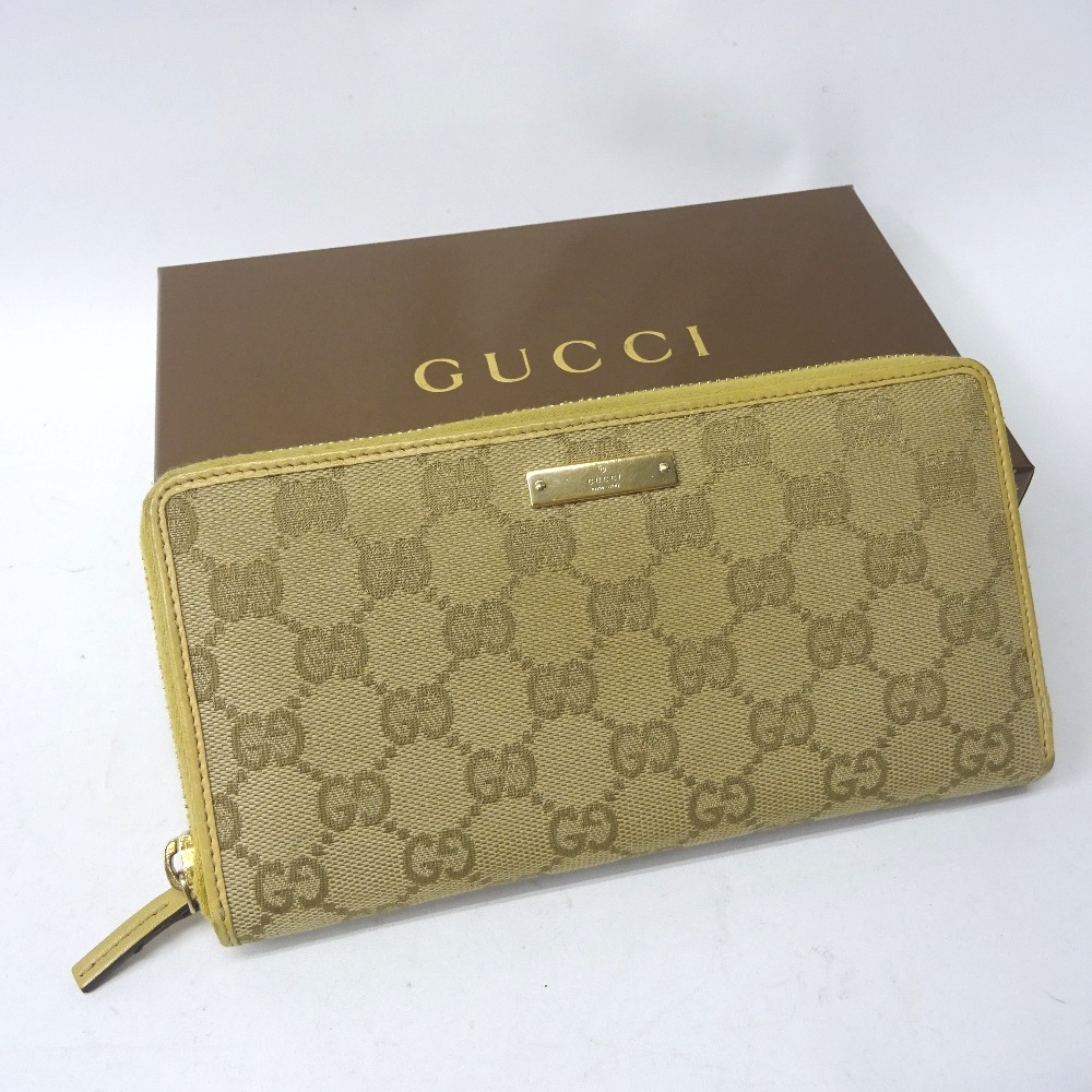 Ft5996314 グッチ 長財布 ラウンドファスナー GG 112724 ベージュ メンズ GUCCI 中古_画像2