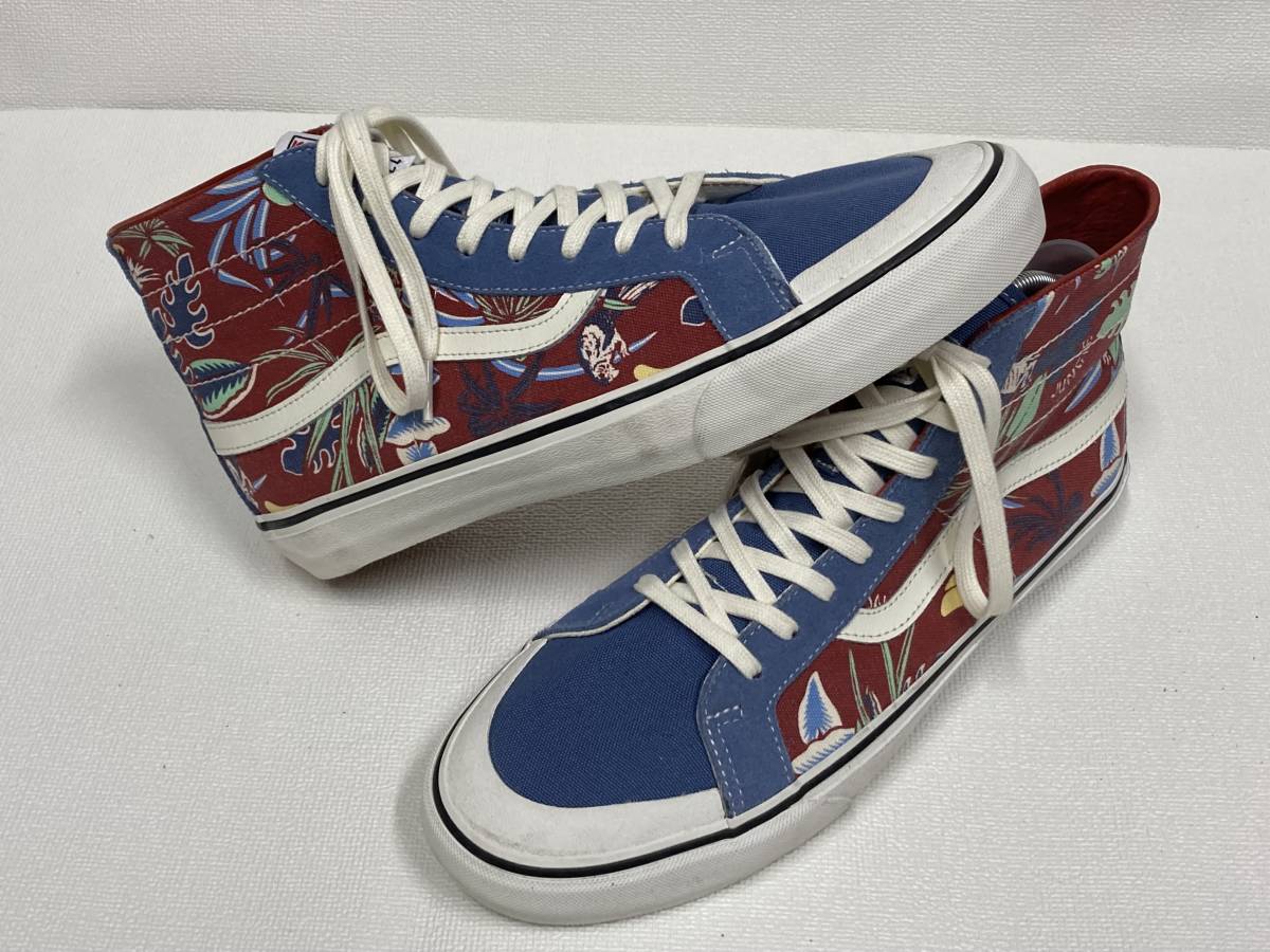 激レア!! VANS SK-8 Hi Lite ハイトップ 青系スエード 赤アロハ柄 白ライン US10.5 (28.5cm) バンズ アメリカ企画限定!!_画像2