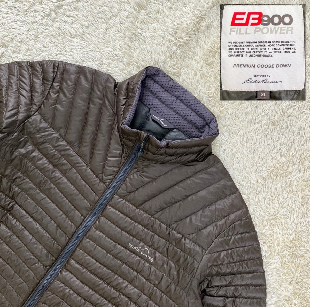 【大きいサイズXL★温暖900FP】美品 Eddie Bauer ライトダウンジャケット/茶◆エディーバウアー (1)_画像1