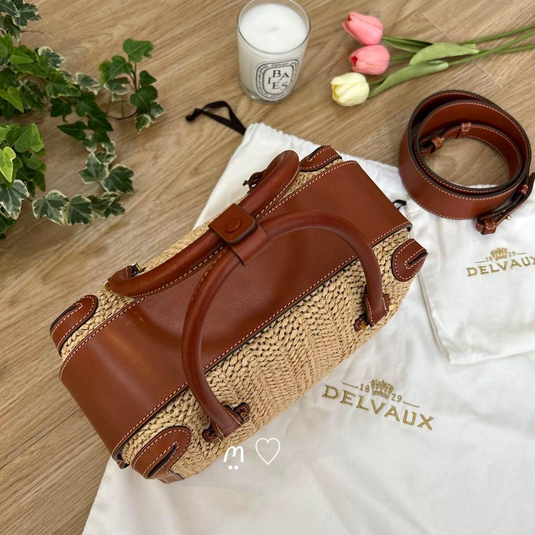 送料無料　DELVAUX　デルヴォー　クールボックス　タン　ラフィア　かごバッグ　ショルダー_画像4