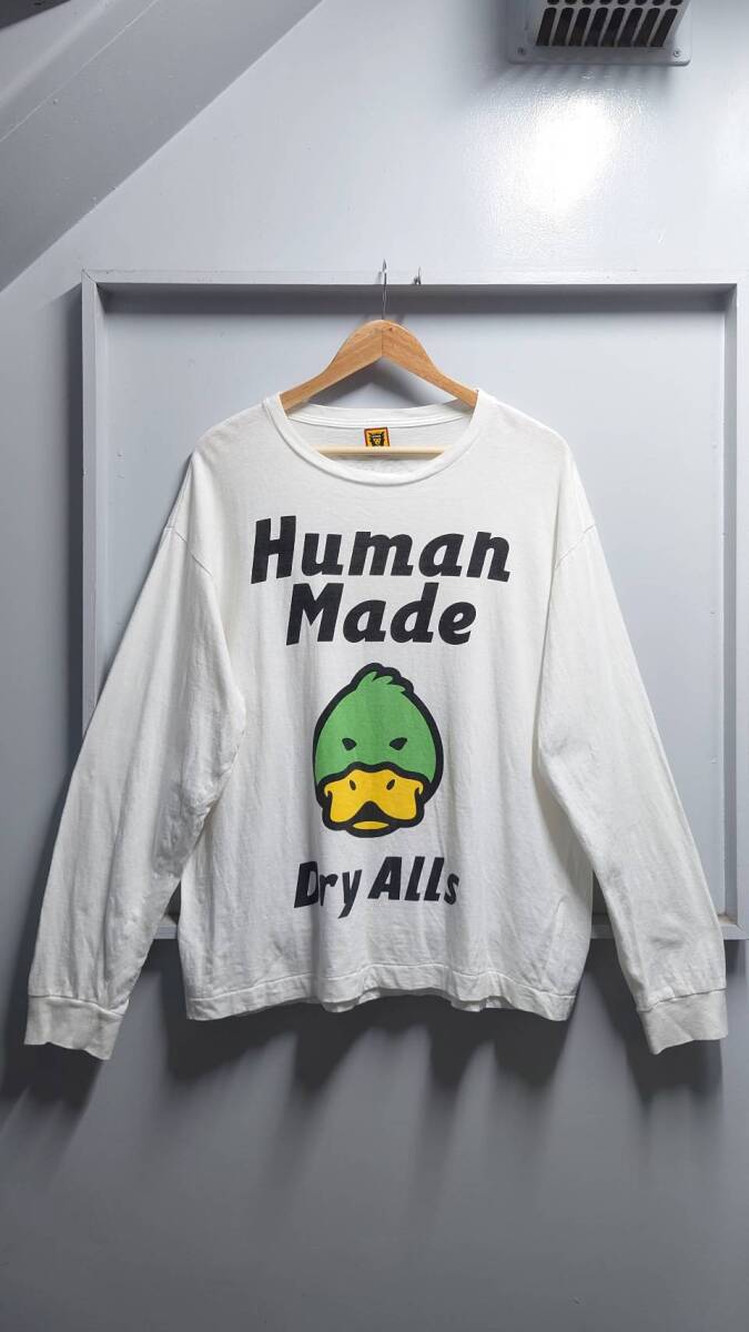 HUMAN MADE “Dry Alls” ダックプリント 長袖 Tシャツ ホワイト XL ロングスリーブ ロンティー ヒューマンメイド 日本製