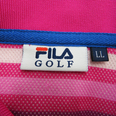 フィラ ゴルフ FILA GOLF 半袖 ポロシャツ ボーダー柄 ピンク系 LL ゴルフウェア_画像3