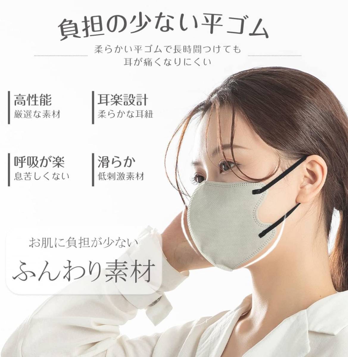 GINZA STYLE マスク 小さめ 3Dマスク 不織布 スノーホワイト×ネイビー_画像6