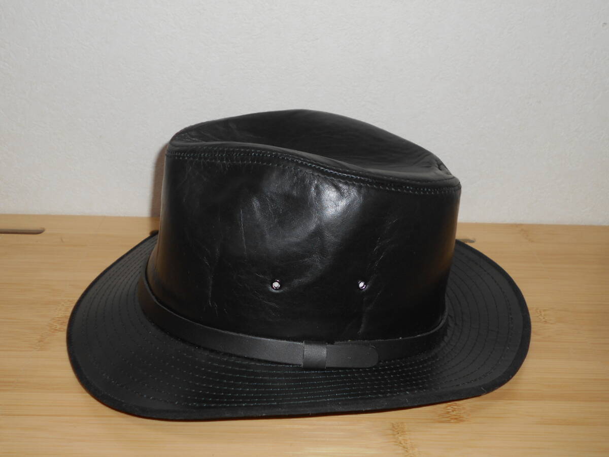 USA made *HATQUARTERS USA by HENSCHELhen shell leather hat black size M (3Fo^ is 