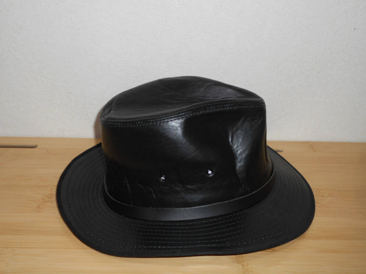 USA made *HATQUARTERS USA by HENSCHELhen shell leather hat black size M (3Fo^ is 