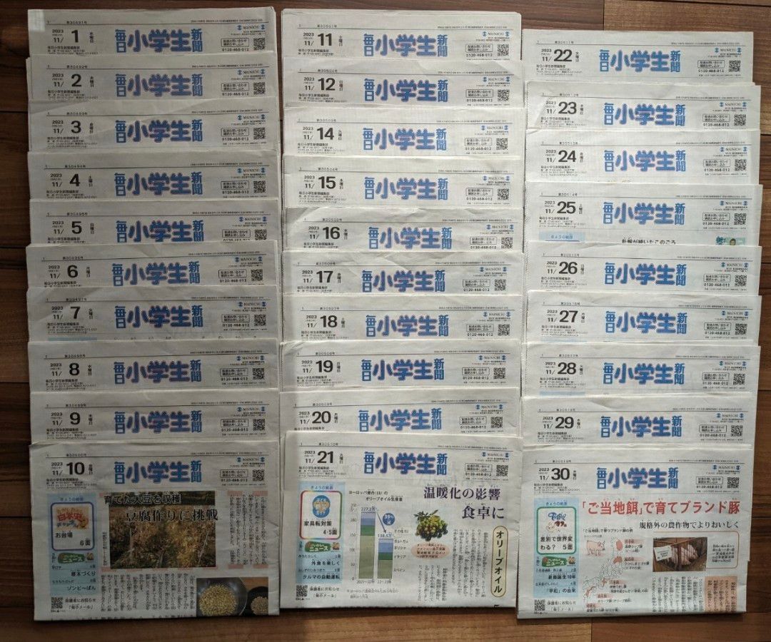 【used】毎日小学生新聞★2023年令5年11月★有岡大貴 大谷翔平 水上恒司 寺内健 青木奈波【送料無料】