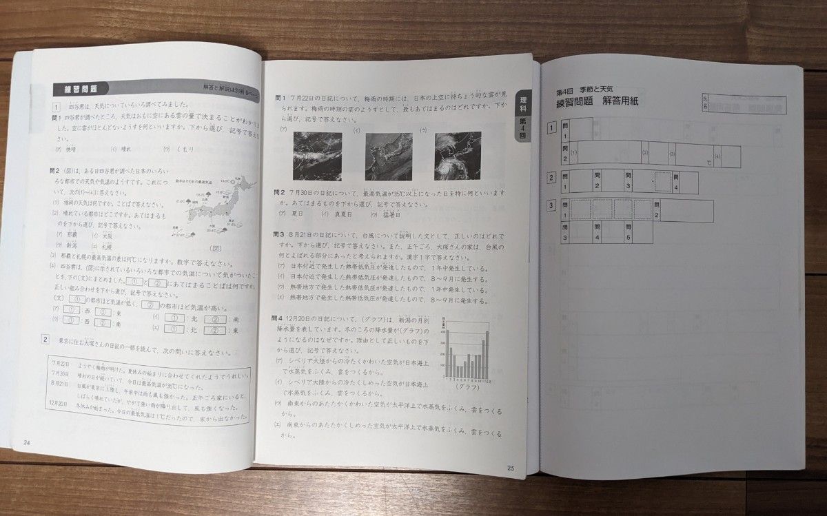 【used_一部記入済】四谷大塚★予習シリーズ_演習問題集_理科４年上下★問題、解答と解説の4冊セット★中学受験【送料無料】