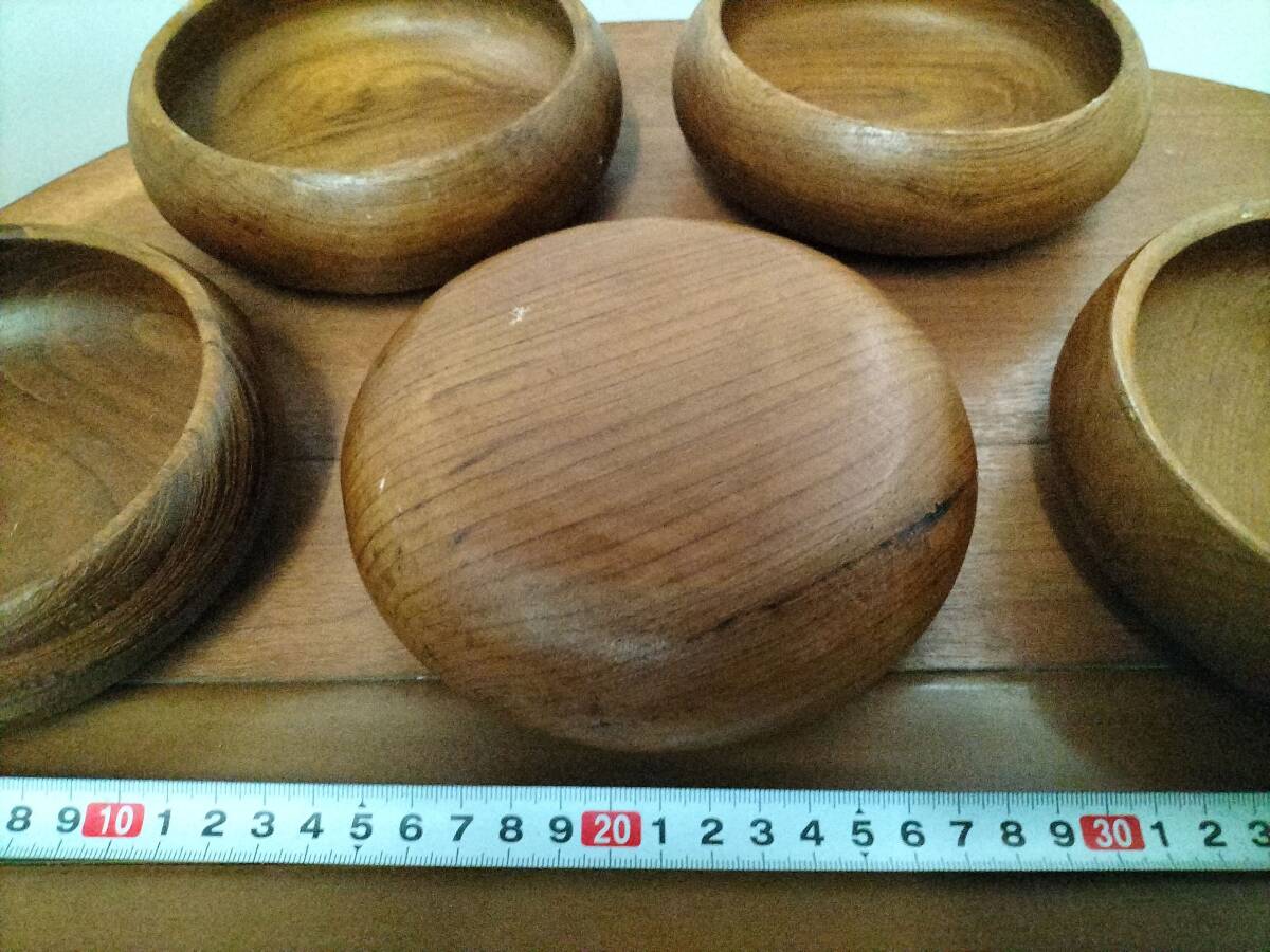 コレクション 昭和 レトロ アンティーク 木製 サラダボール 料理皿 5個 まとめて 未使用の画像3