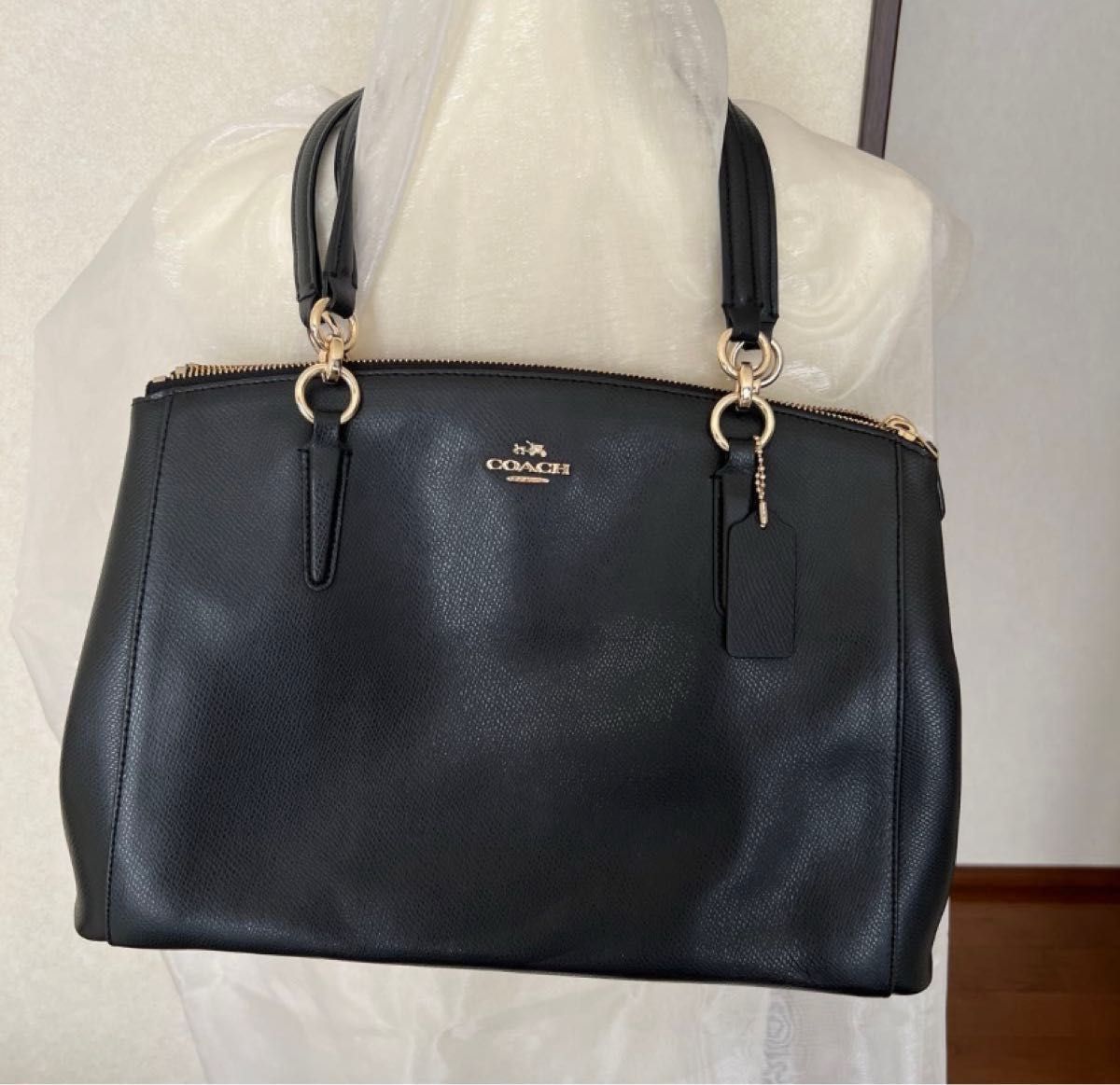 COACH レザーブラックショルダーバッグ