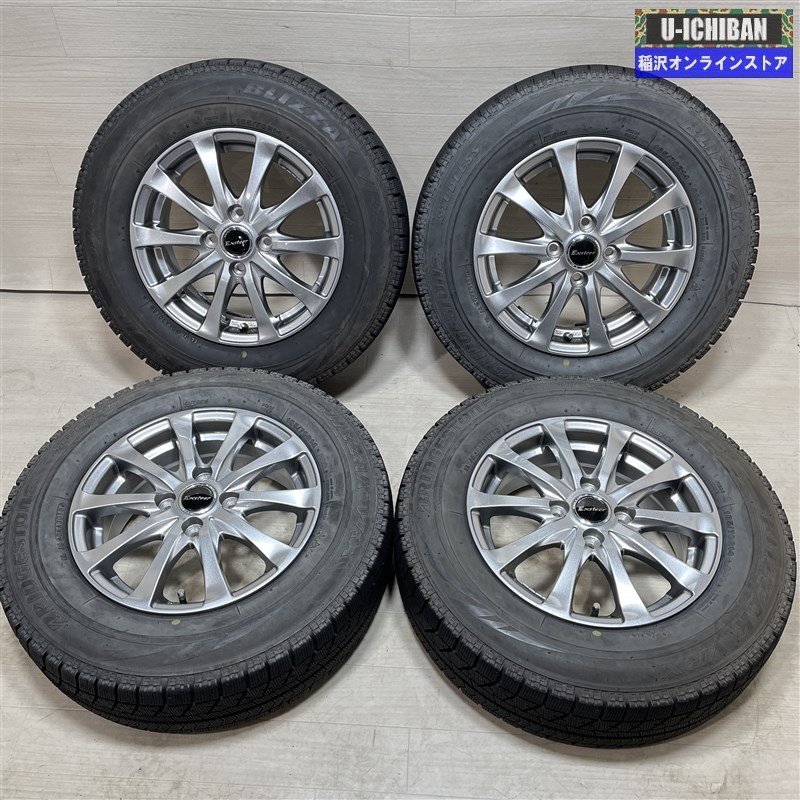 フリード 4穴車 等 EXSTEER 5.5-14+50 4H100 ブリヂストン VRX 185/70R14 14インチ スタッドレス 4本セット 009kの画像1