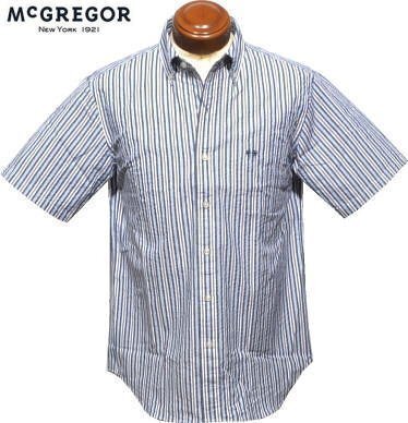 【ミント紺　Mサイズ】 マクレガー ボタンダウン半袖シャツ メンズ 111163301 サッカー素材 半袖シャツ