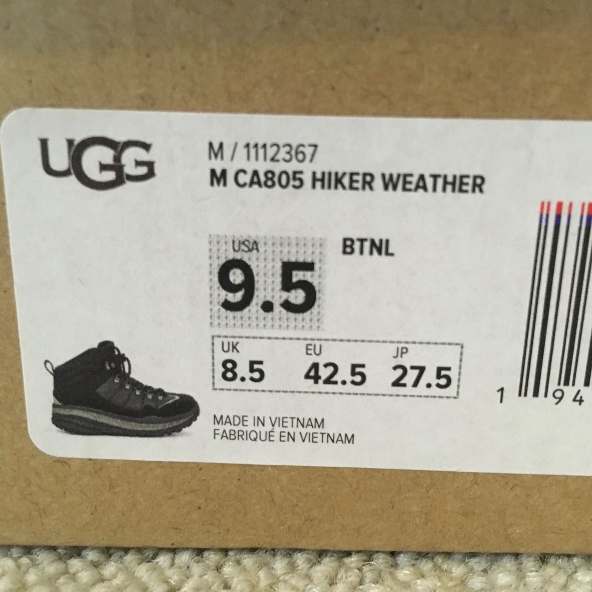 UGG アグ  CA805 HIKER WEATHER 化粧箱付属