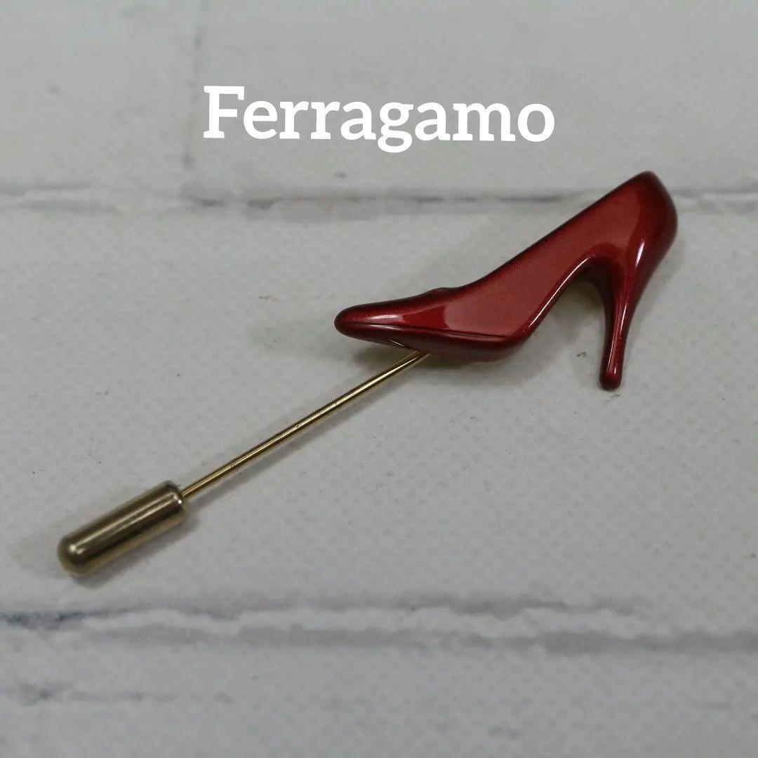 【匿名配送】Ferragamo フェラガモ ブローチ ゴールド ヒール 赤