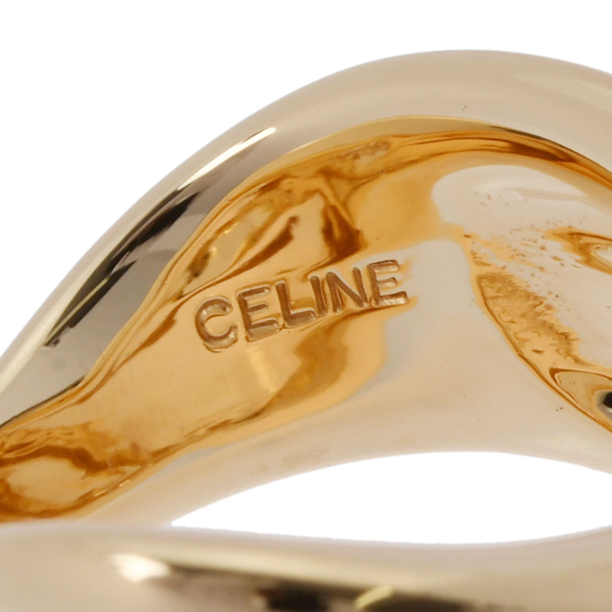 CELINE セリーヌ 2連モチーフ #11 11号 レディース K18イエローゴールド リング・指輪 Aランク 中古 銀蔵_画像2