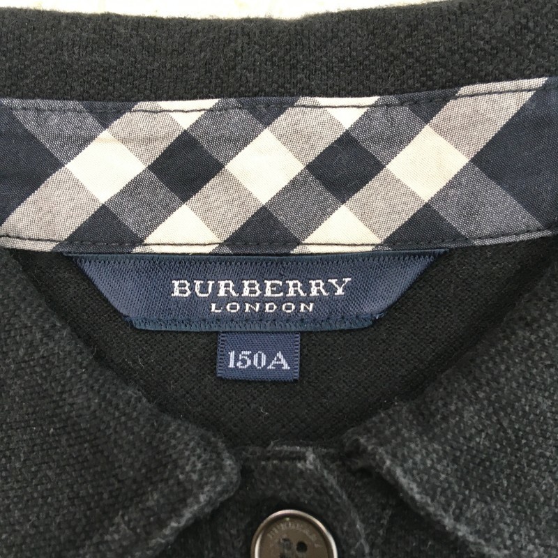 【29502】 BURBERRY LONDON バーバリーロンドン ポロシャツ カットソー サイズ150A ブラック サイズ150cm相当 飾りボタン シンプル キッズ_画像4