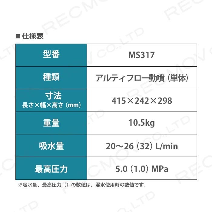 動噴 噴霧器 丸山製作所 MS317 354220 置き型 アルティフロー動噴（単体） 防除 除草_画像2