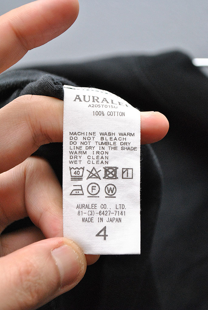 AURALEE クルーネックTシャツ オーラリー/半袖/ブラック/4の画像6