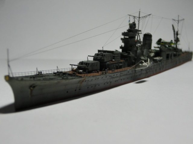 FUJIMI フジミ 1/700 日本海軍 軽巡洋艦 阿賀野(あがの)組立塗装済完成品 一部ウェザリング・空中線付加工品 箱無 ケース付 現状品 _画像1