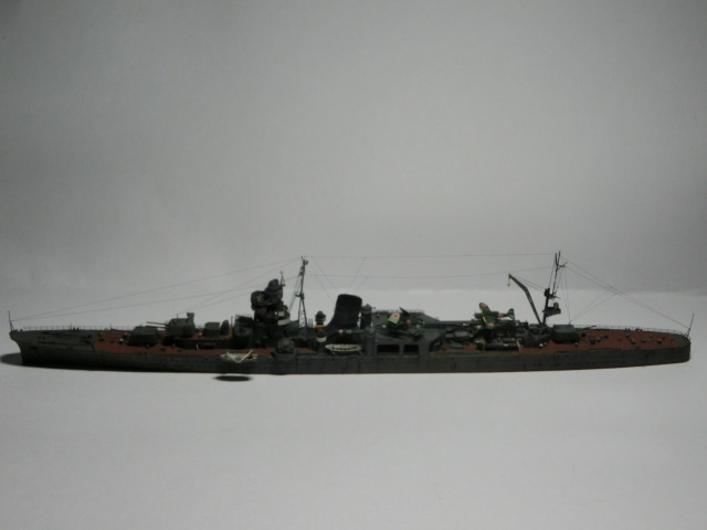 FUJIMI フジミ 1/700 日本海軍 軽巡洋艦 阿賀野(あがの)組立塗装済完成品 一部ウェザリング・空中線付加工品 箱無 ケース付 現状品 _画像6