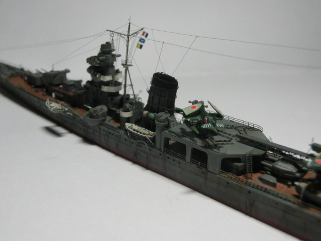 FUJIMI フジミ 1/700 日本海軍 軽巡洋艦 阿賀野(あがの)組立塗装済完成品 一部ウェザリング・空中線付加工品 箱無 ケース付 現状品 _画像10