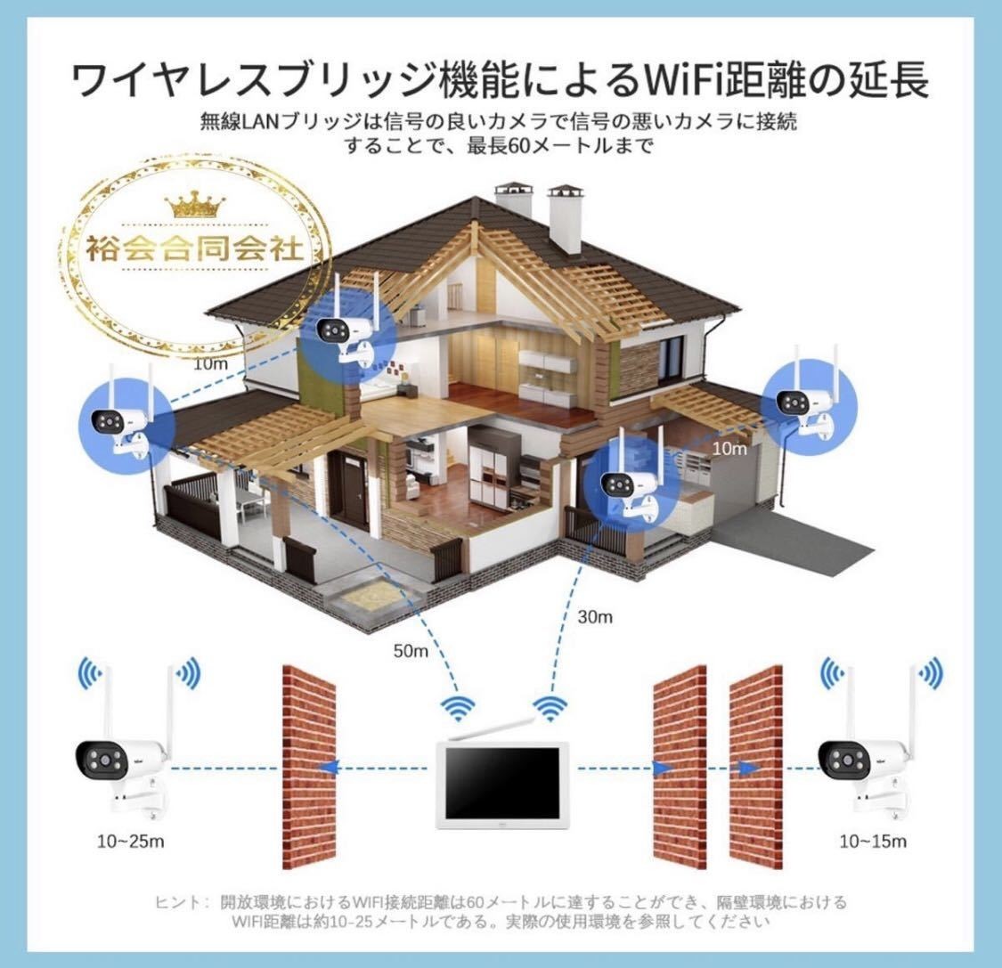 ★送料無料・30日間保証付き★Srihomeワイヤレス防犯カメラ6台セット 10.1インチLCDモニター 1TB HDD内蔵 暗視撮影 H.265+映像圧縮技術_画像5