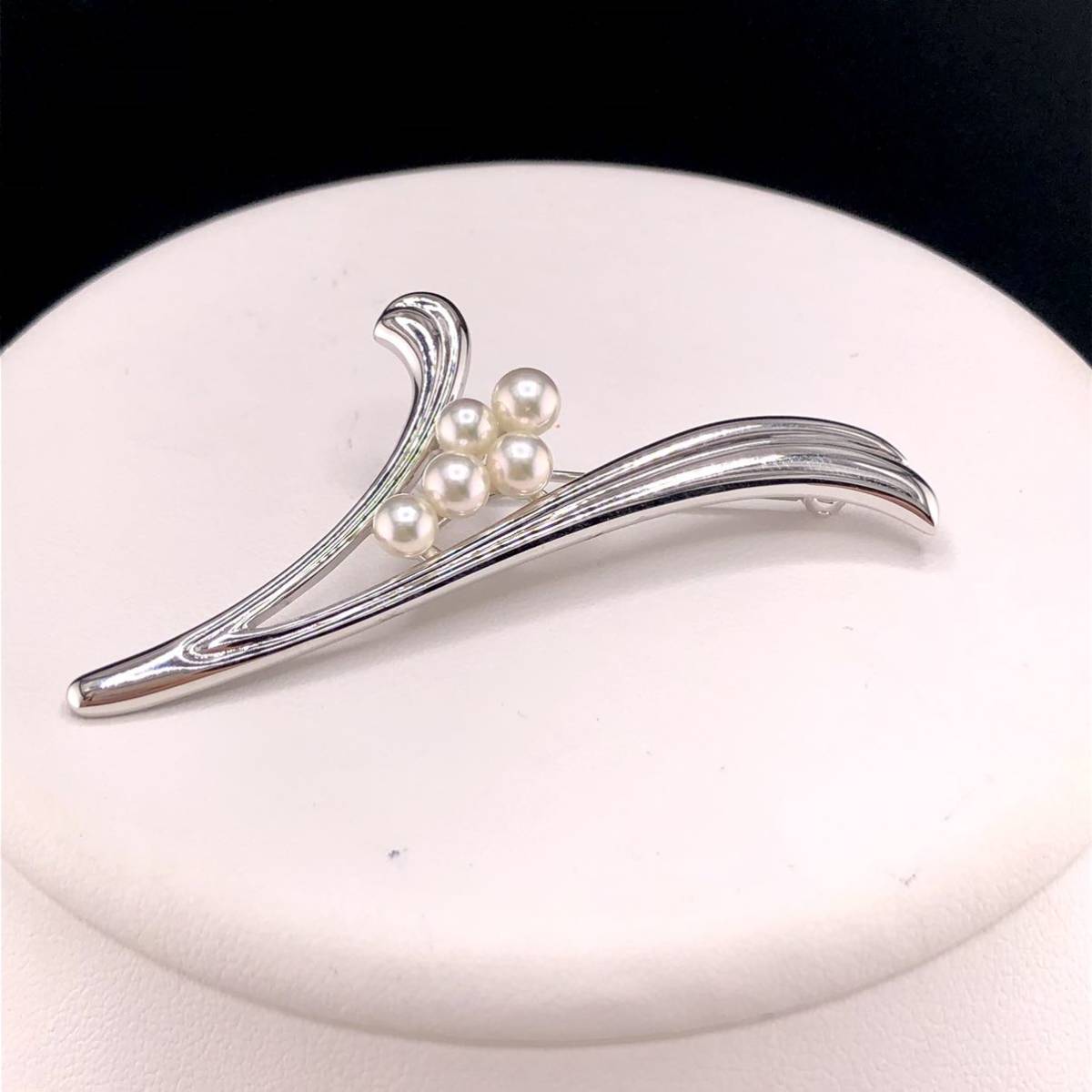 A01-0033 【MIKIMOTO ☆箱付付き】パールブローチ 約4.5mm 重量 9g ( ミキモト パール ブローチ SILVER accessory )_画像1