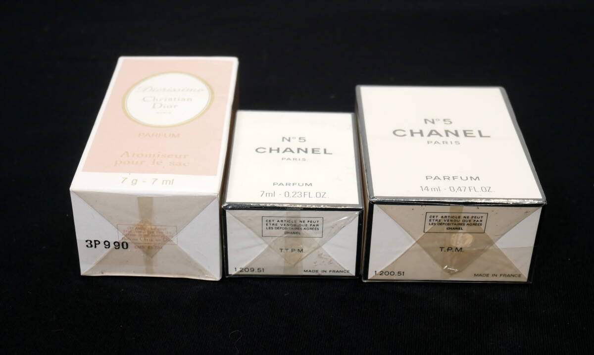 ▲(R602-B231)未使用未開封 CHANEL シャネル No5 No.5/Christian Dior クリスチャンディオール PARFUM パルファム 香水 14ml/7ml 3個セット_画像8