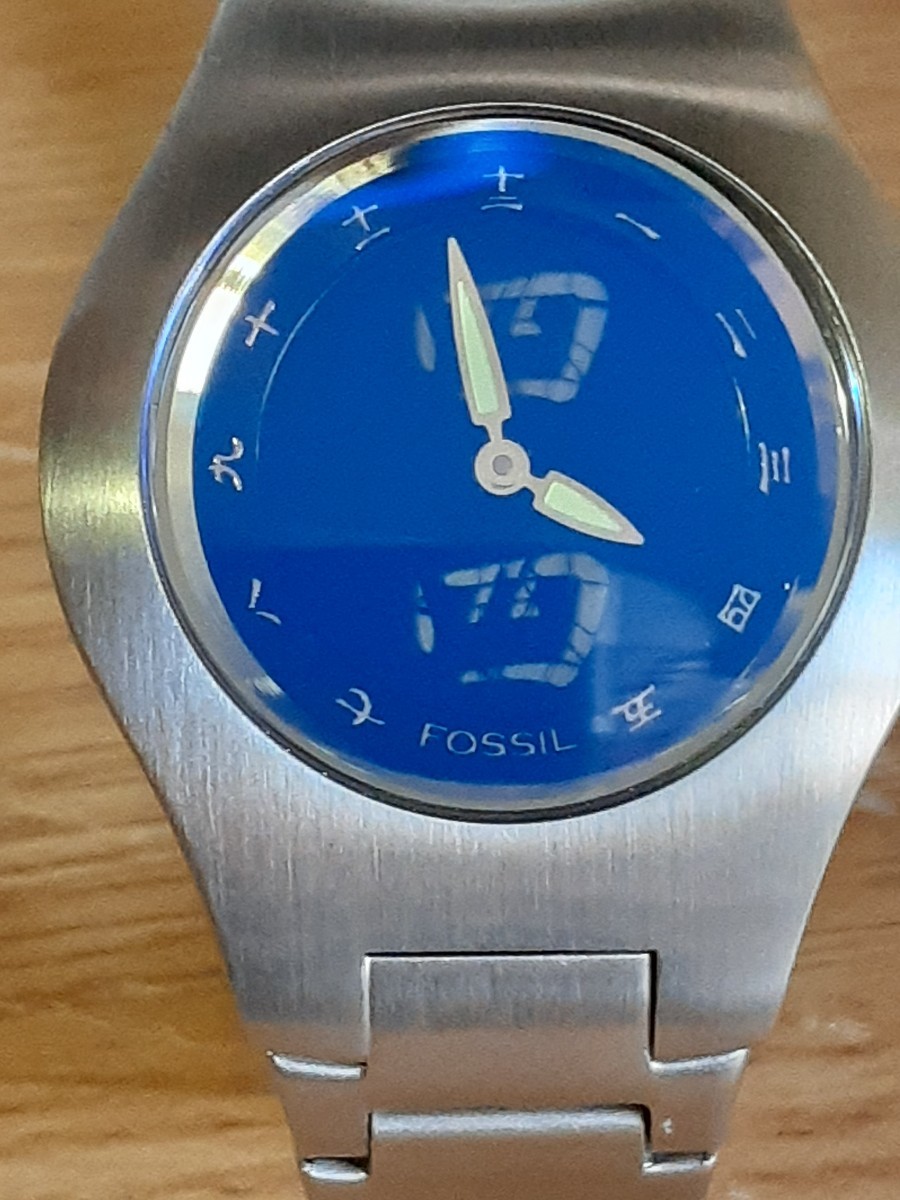 稼働美品 FOSSIL BIG TIC JR-7977 漢字 腕時計 レディース ボーイズ 