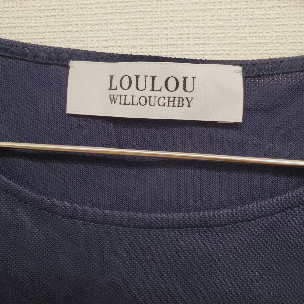 LOULOU ルル 半袖トップス tシャツ ブラウス ネイビー系 レディース 日本製 2サイズ【CT63】_画像4