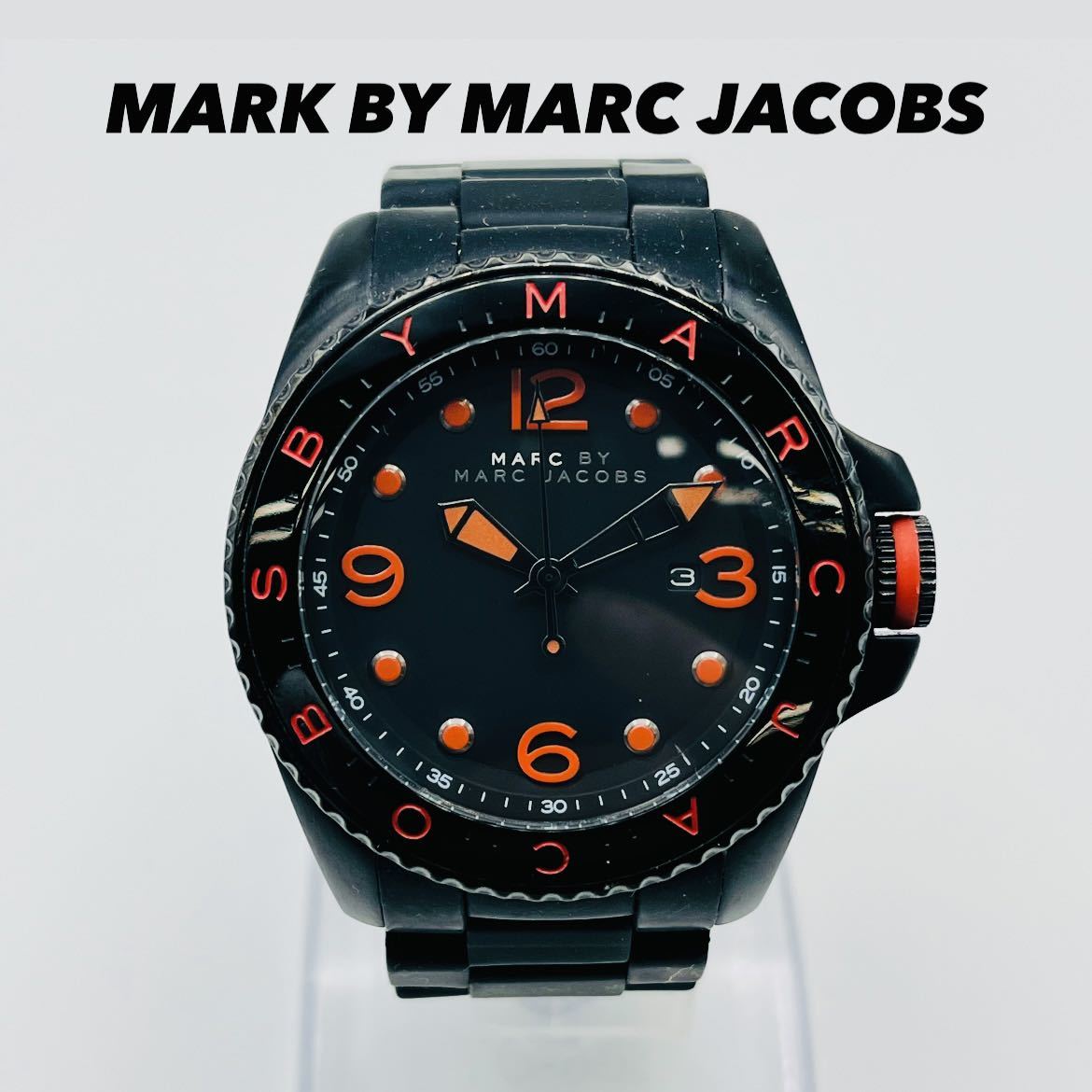 162 MARK BY MARC JACOBS マークジェイコブス メンズ腕時計 腕時計 時計 クオーツ クォーツ カレンダー 3針 型番 MBM2571 ブラック TIの画像1