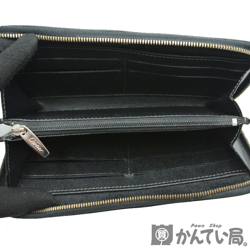 18950 Cartier[ Cartier ] Santos de Cartier round fastener long wallet leather black L300942[ used ]USED-B