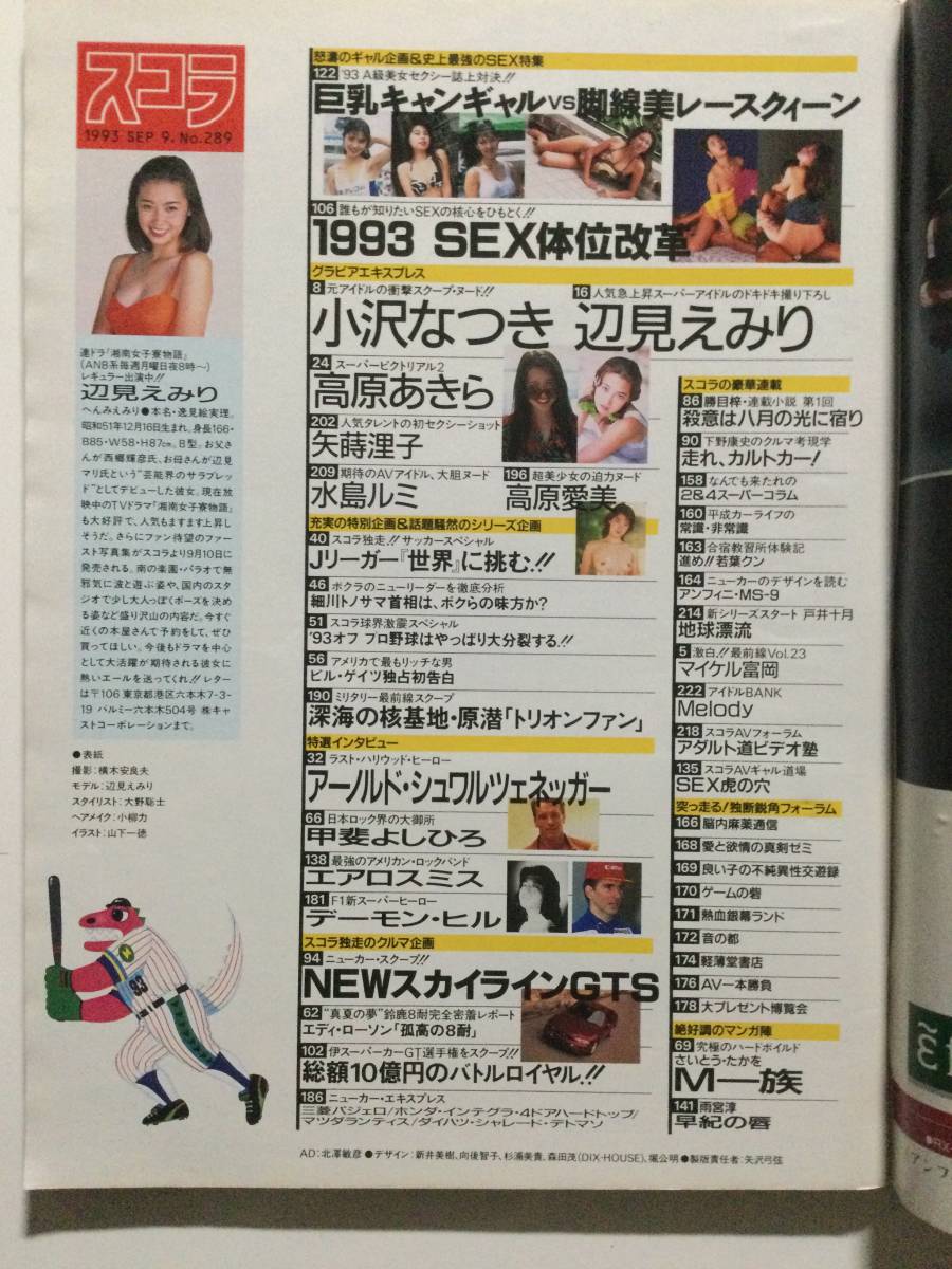 ■スコラ 1993年9月9日号 No.289■小沢なつき.辺見えみり.高原あきら.高原愛美.水島ルミ,キャンギャルレースクィーン■a012_画像3