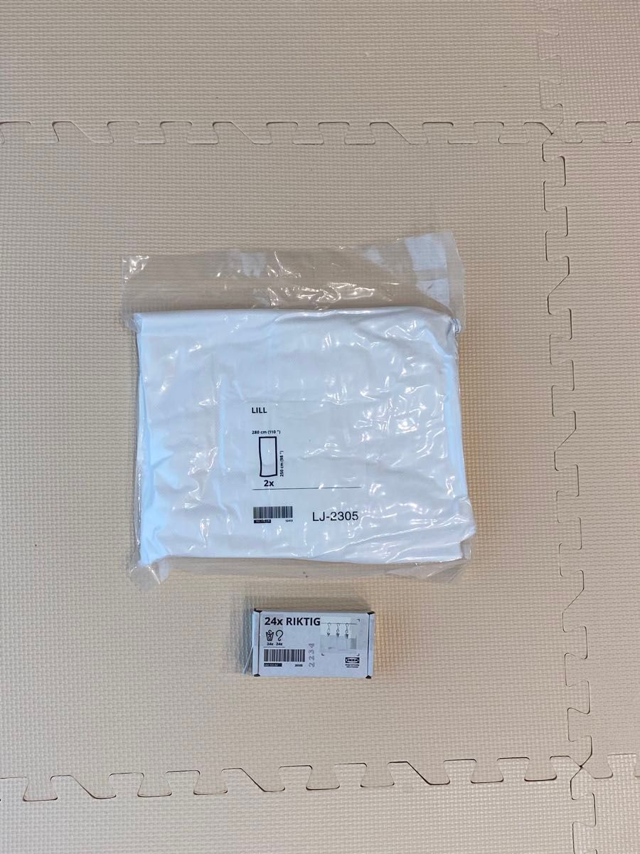 【新品未使用】IKEA リルカーテン　2枚セット　リクティーグ　カーテンフック48個セット
