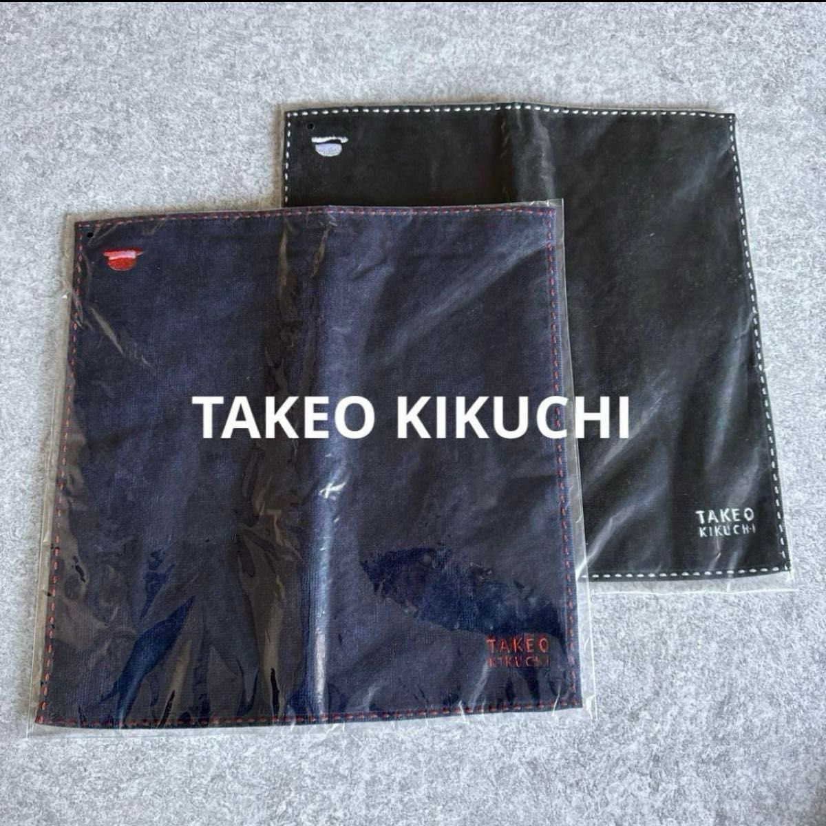 【新品・未開封】TAKEO KIKUCHI タケオキクチ　タオル　ハンカチ　ネイビー　ブラック　2枚セット