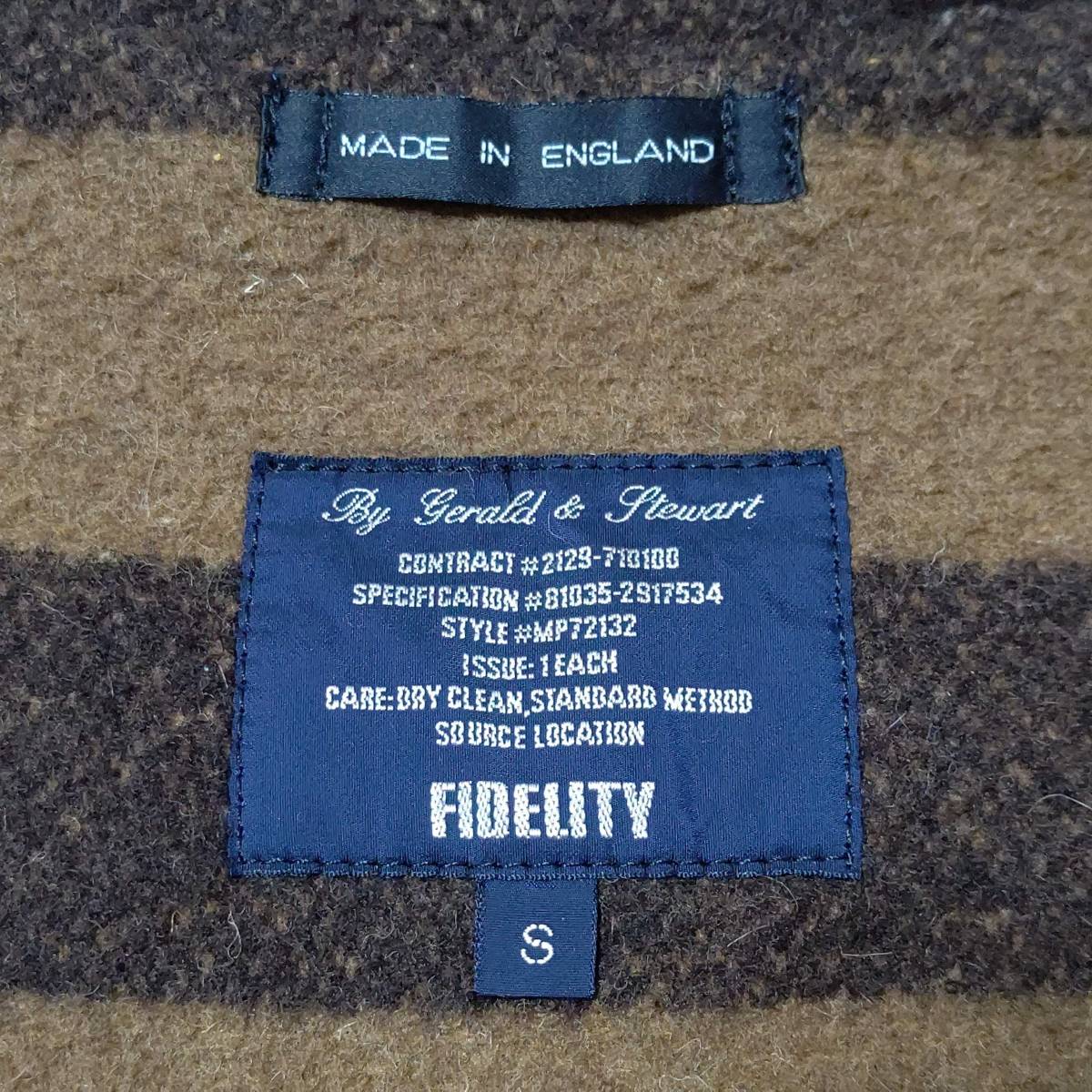 イングランド製【FIDELITY】 フィデリティー 高級 ウール ダッフル コート キャメル ボーダー バイカラー イギリス製 メンズ S/Y3399j_画像6