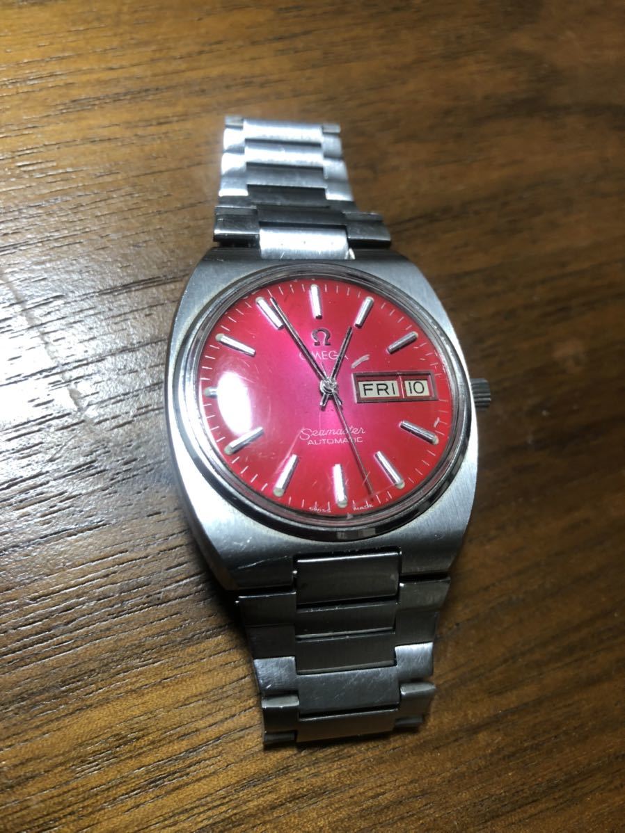 【OMEGA】オメガ シーマスター ステンレススチール 自動巻き赤文字盤の画像5