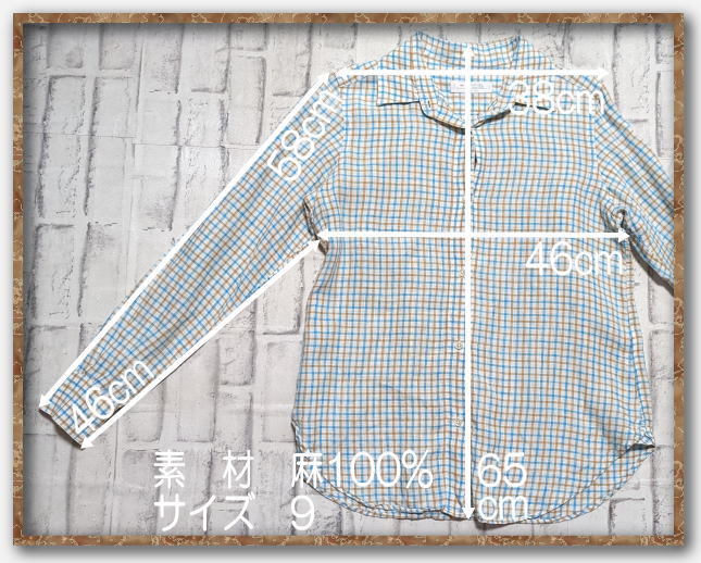 ☆MAKER'S SHIRT KAMAKURA メーカーズシャツ鎌倉 麻100%チェック長袖シャツ 白系☆の画像2